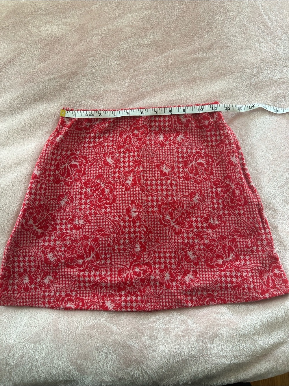 Urban Outfitters Red Floral Knit Mini Skirt